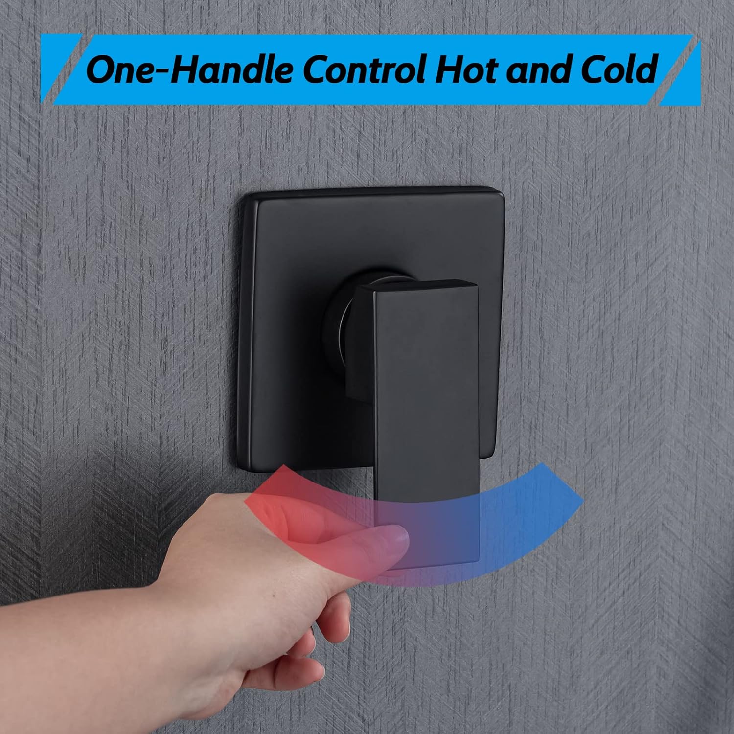 Bathroom Shower Valve Set Hot and Cold Mixer Single Function Shower Handle Valve Trim Kit Wall Mount Shower Mixer 4.3 Inch Cover Plate, Matte Black