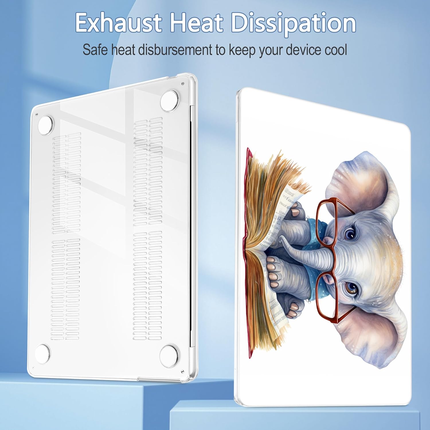 Mektron Compatible with M4 MacBook Air 15 inch Case 2025 A3241 2024 2023 M3 A3114 A2941 M2 Liquid Retina Display Touch ID, Plastic Hard Case & Keyboard Skin & Screen Protector - Cute Elephant C341 - Image 8