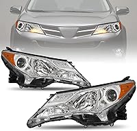 Vista 1 de JSBOYAT Conjunto de faros halógenos compatible con Toyota Rav4 2013, 2014, 2015, 13, 14, 15, RAV-4, carcasa cromada con reflector ámbar