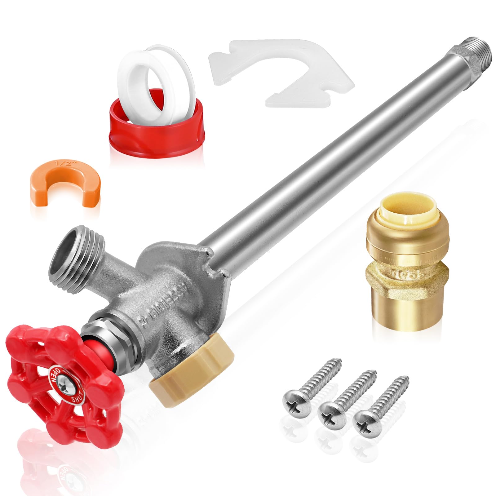 Merrill MFG MAPNL10 Rubinetto Antigelo Per Esterni Con Anti-sifone - Attacco PEX 1/2", 10 Pollici, Cromato