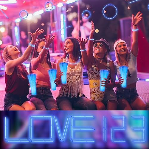 Miniatura 7 de Hanaive 300 unidades de varillas luminosas a granel de 8 pulgadas que brillan en la oscuridad, pulseras y collares de neón con conectores para