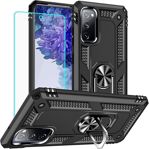 Funda para Samsung Galaxy S20 FE, Galaxy S20 FE 5G con protector de pantalla HD, fundas protectoras de grado militar con anillo para Samsung Galaxy