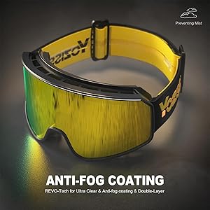 YOZISS Ski Goggles UV400 Protection, OTG Snow Goggle for Men Women, Anti-fog Snow Sports Goggles for Snowboarding, Snowmobile