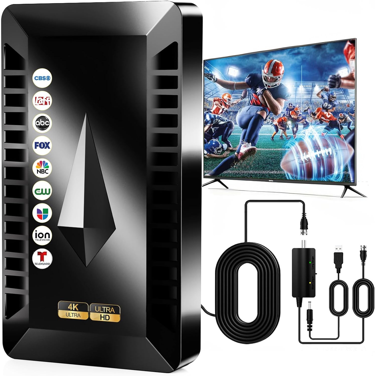 Digital Antenna for Smart TV Indoor Outdoor, HD Antennas for Local Channels with Amplifier Support All TVs, Clear Reception for 8K 4K 1080P