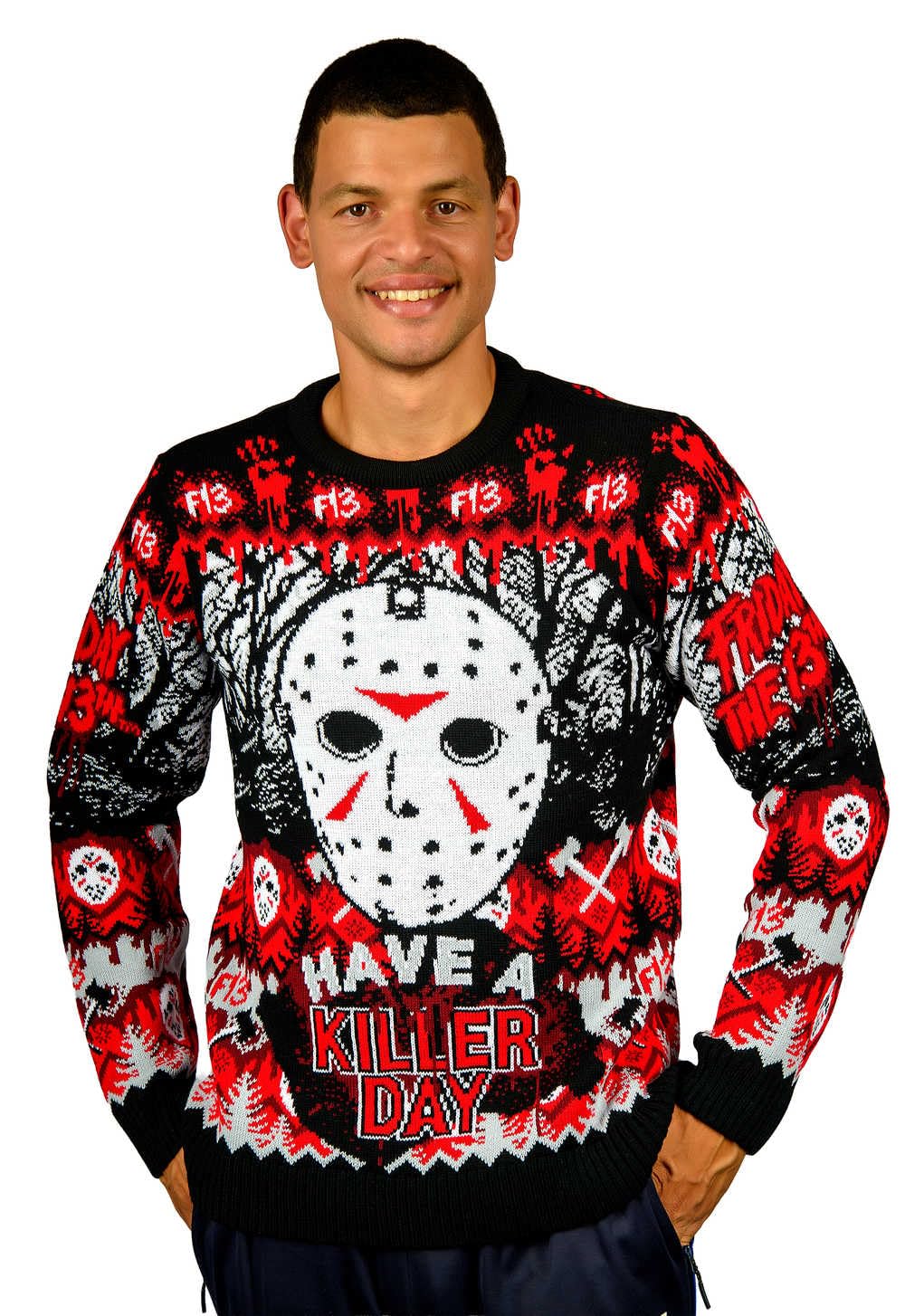 AAA Merchandise Friday The 13th: Christmas Sweater Jumper (UK, Alpha, 3XL, Regular, Regular) Red