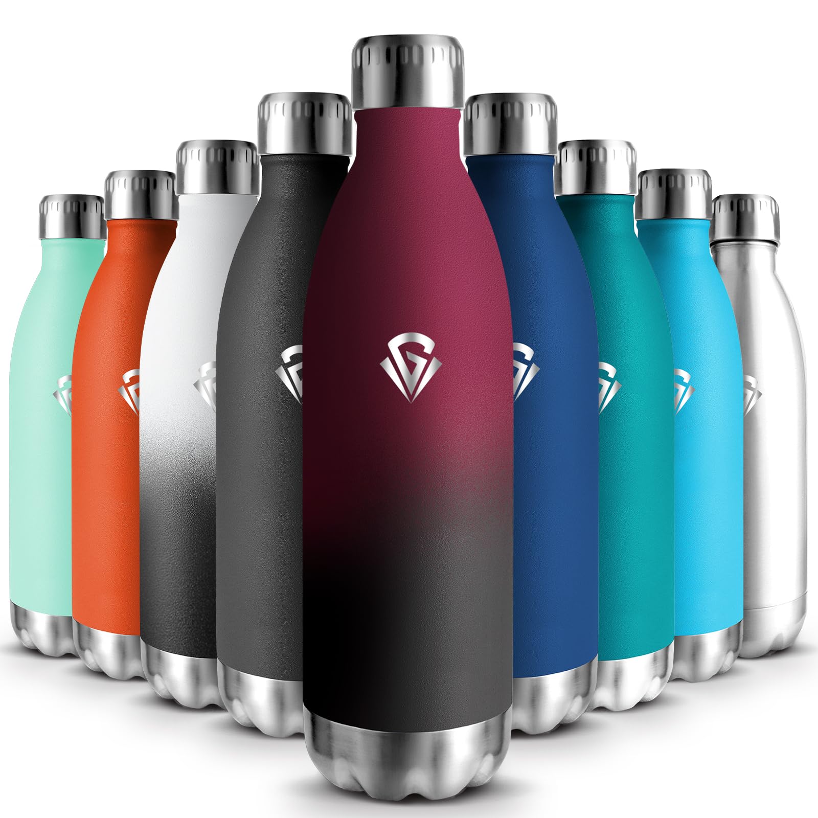 Edelstahl Trinkflasche, 1L Thermosflasche, BPA-Frei, Wasserflasche Sport, Auslaufsicher Wasserflasche, Trinkflasche Kohlensäure Geeignet, Thermoskanne für Gym, Fitness, Fahrrad