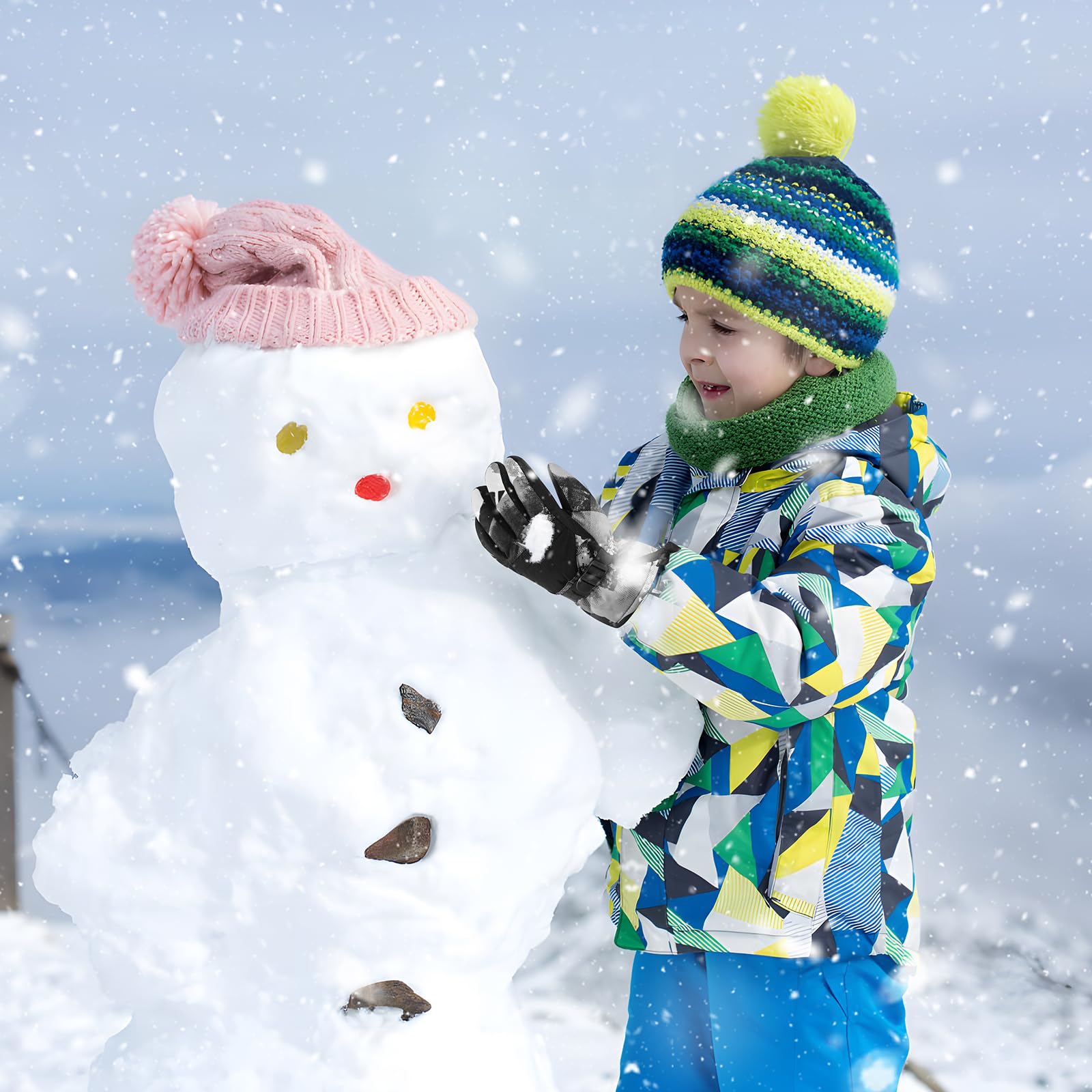 MIG4U Guanti da sci per bambini impermeabili 3M Thinsulate Touchscreen Guanti invernali per bambini, caldi guanti da neve per ragazze