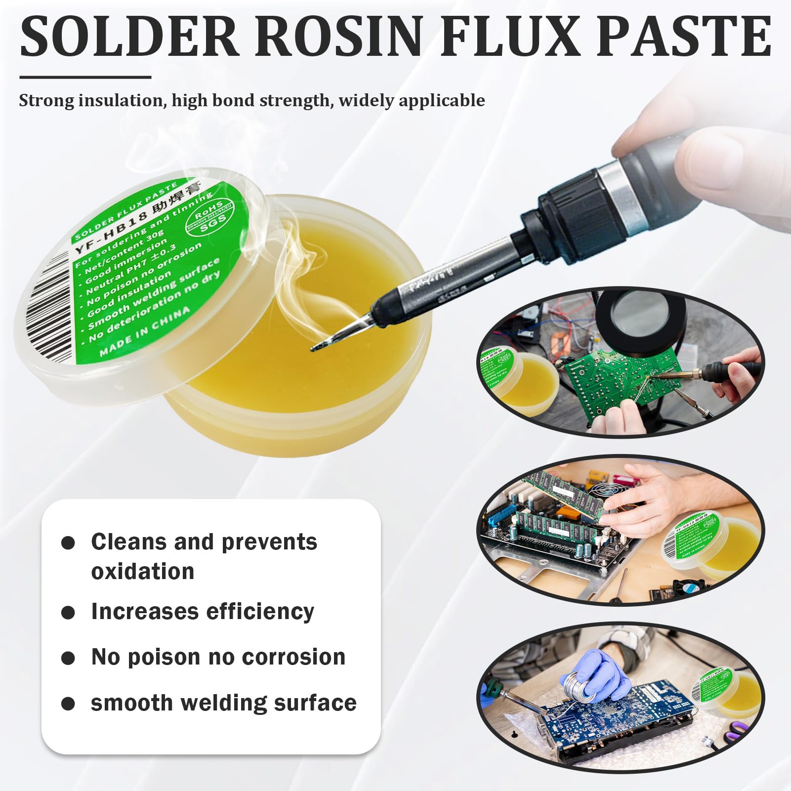 Lötflussmittelpaste, Lötkolbenspitzenreiniger, Bleifreier Lötdraht, Micro-Shear-Drahtschneiderzange, 4-teiliges Lötwerkzeugset, Lötflusspaste, Lötkolben Hilfszubehör DIY Kit