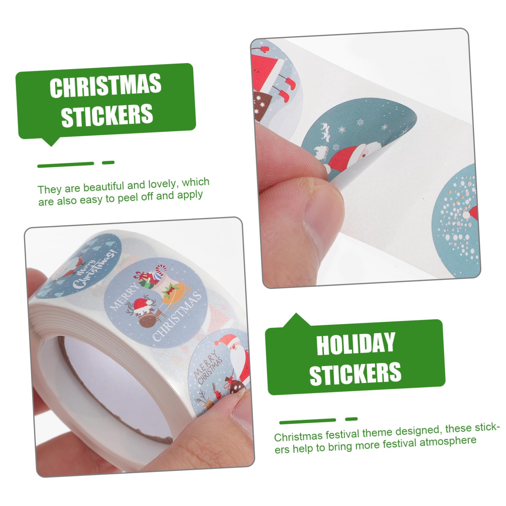 Tofficu 6rotoli Adesivi Natalizi Autoadesivi Sticker Per Decorare Biglietti Buste e Regali Tematica Festiva Per Natale Etichette Per Regali e Cartoline Di Auguri
