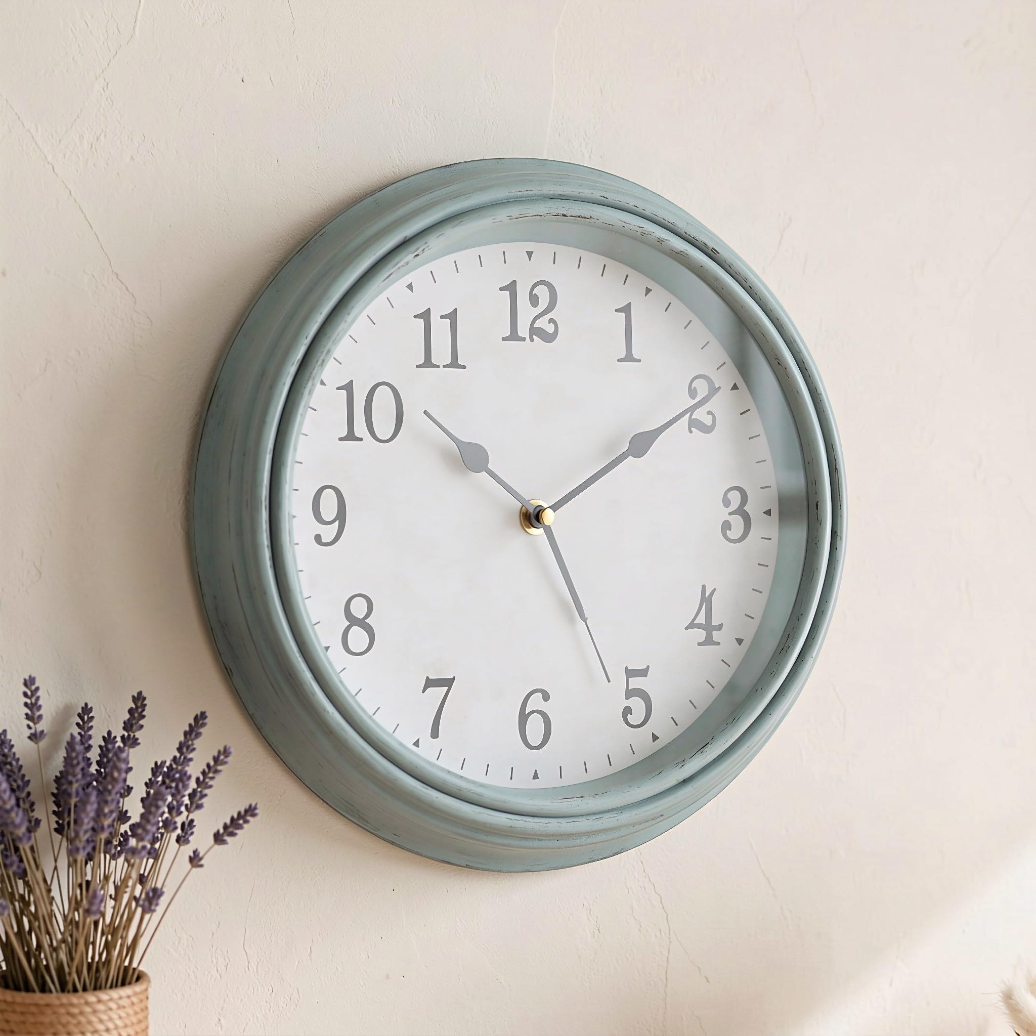 INOOMP Horloge Murale Vintage, Horloge Ronde silencieuse de 30 cm (12