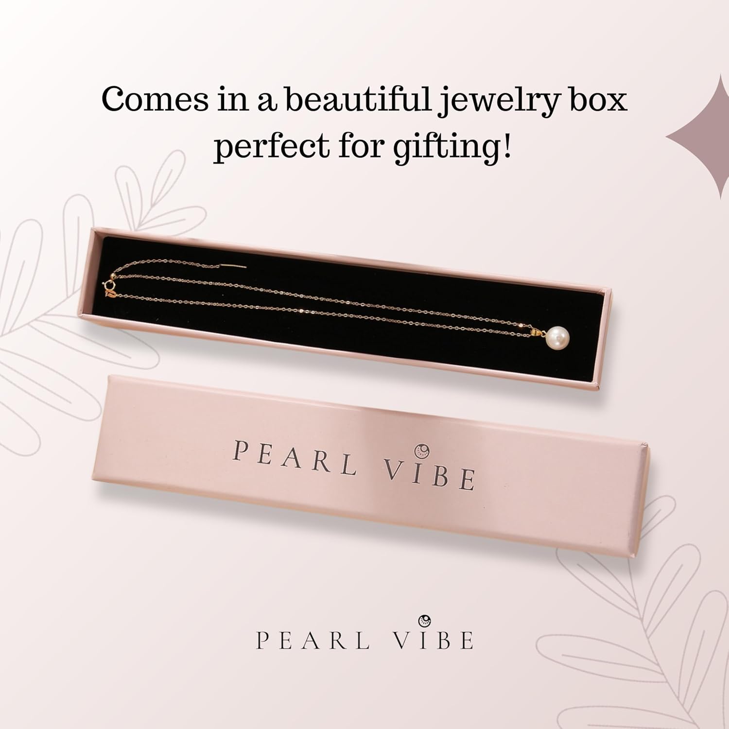 AAA+ Quality Freshwater Pearl Pendant Necklace | 8.5mm Round White Pearl on 925 Sterling Silver | 18-19 inch length Golden Chain Pearl Pendant for Women - Image 4