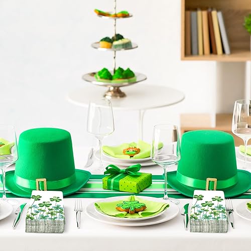 Miniatura 5 de AnyDesign - 80 hojas de servilletas desechables para el día de San Patricio, servilletas de papel de trébol verde de acuarela para suministros de