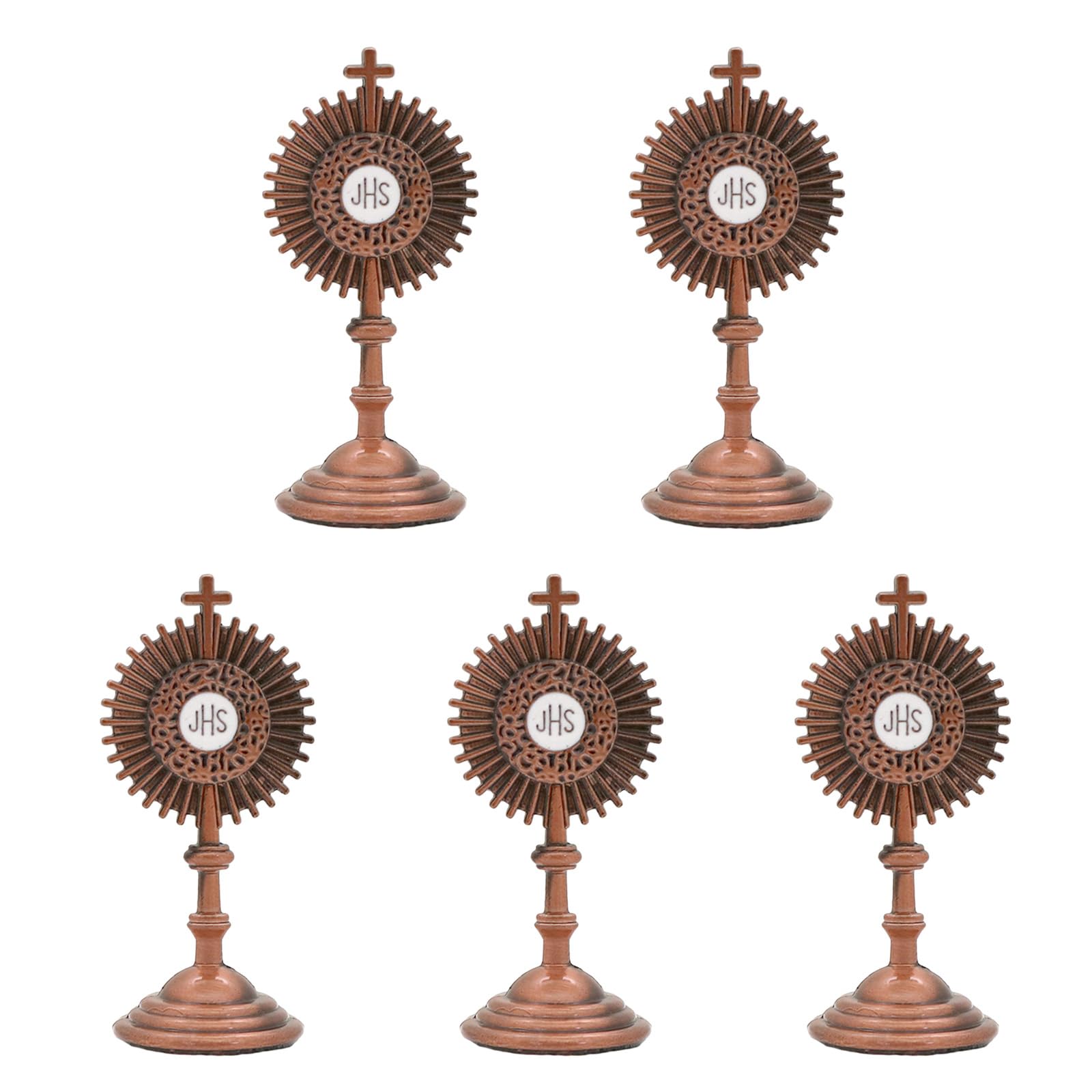 Hsioluted Metal Crucifix Cross Statue Model with StickyBase Crucifix Catholic Home Desktop Decoration Cross Statue for Desk