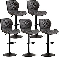 Vista 25 de Juego de 4 taburetes de bar, modernos taburetes giratorios de altura de mostrador para sillas de isla de cocina, taburetes de bar de tela ajustables