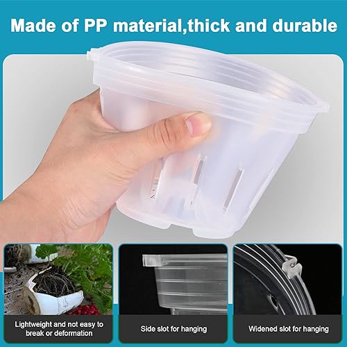 Miniatura 2 de CHTASO Paquete de 8 macetas de orquídeas de 7.2 pulgadas con agujeros para trasplantar macetas de plástico para interiores y exteriores, macetas de