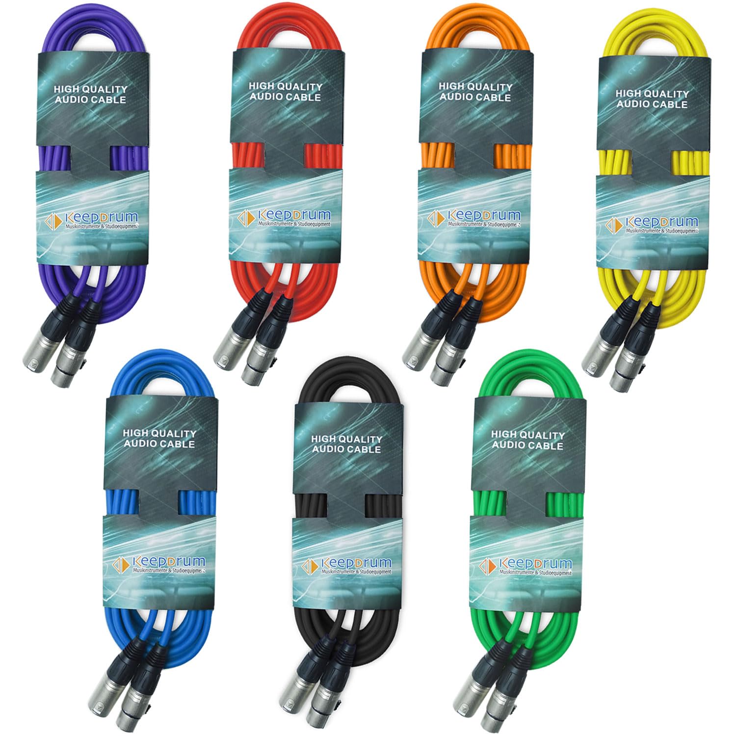 keepdrum Cable de micrófono XLR de 3 pines, longitud 10m 7 unidades