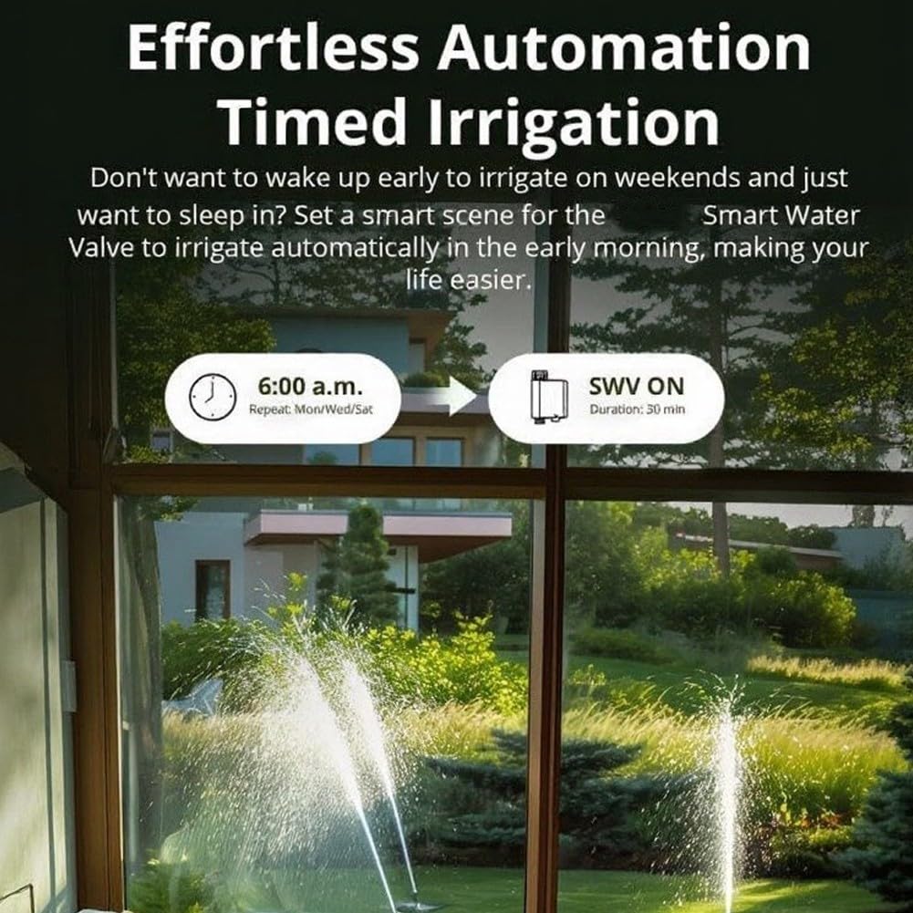 FABULETTA Válvula de agua inteligente para controlador de riego automatizado Zigbee con control remoto por aplicación, temporizador de sistema de riego de jardín de plástico (SWV-BSP)