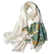 Large Silk Shawl Scarf for Women-Lightweight Satin Long Wrap Silky Fashion Neck Scarf Hijab Headscarf Sun Cover Shawl
