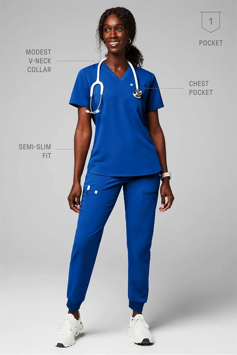 Fabletics Women's Vital 1-Pocket Scrub Top - MotionTech, Wrinkle-Resist, Chest Pocket, Anti-Shrink, Semi-Slim Fit - Image 5