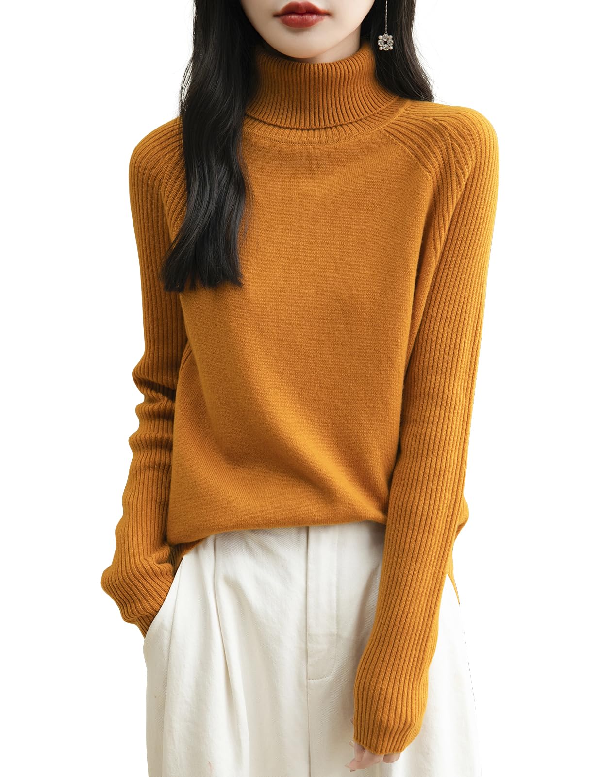 Chanyarn Damen 100% Merinowolle Rollkragenpullover 2024 Herbst Winter Warmer Weicher Langarm Elegant Strickpullover
