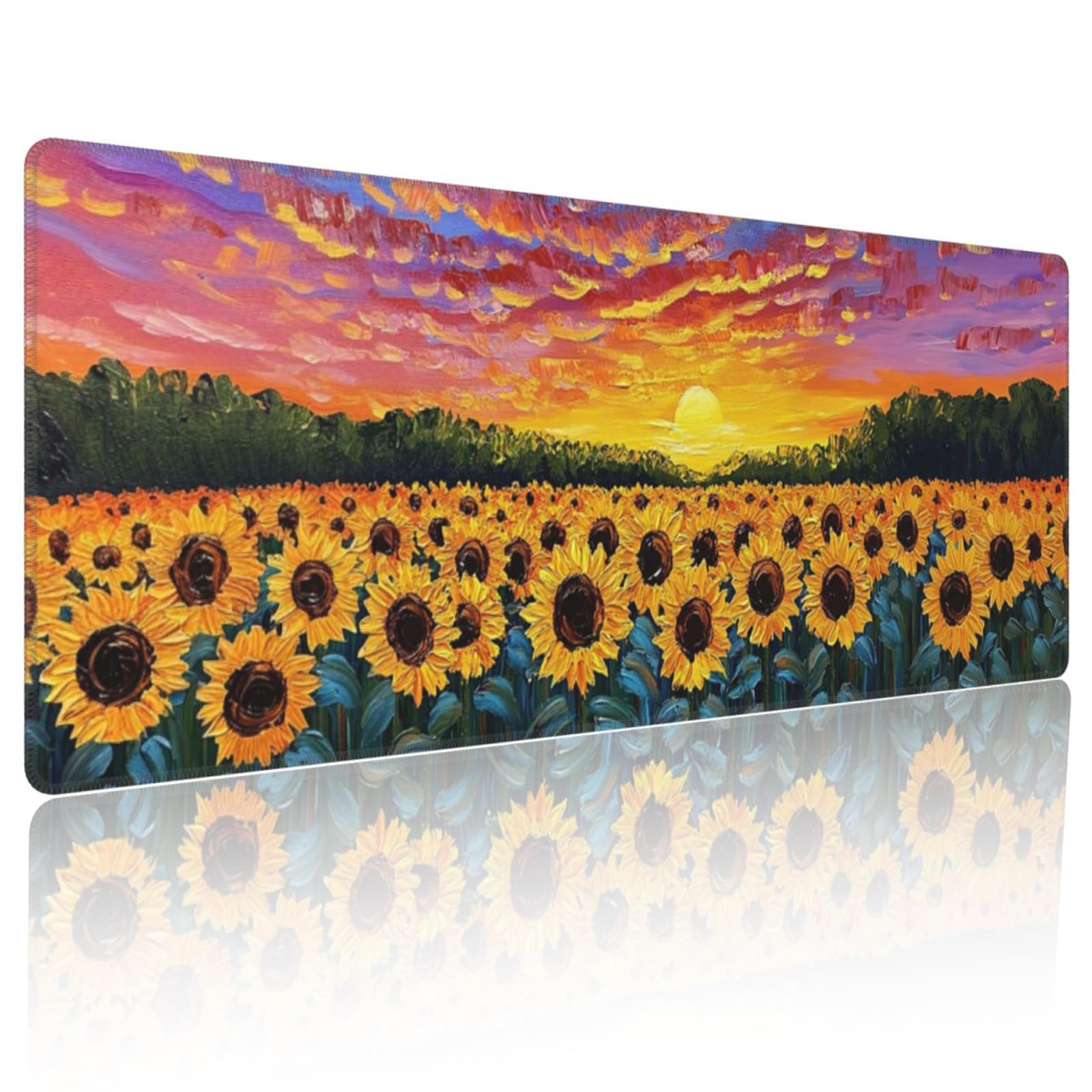 Sunflower Mousepad Yellow Large Gaming Mouse Pad XXL Artistic Painting Mousepad Non-Slip Rubber Base Desk Mat Desk Pad Home or Office