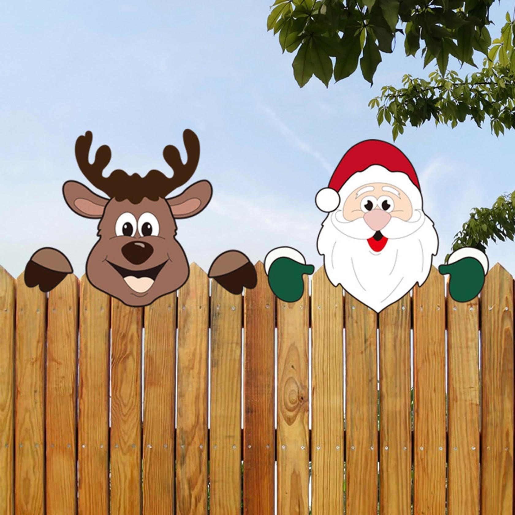 Weihnachts-Zaundekoration 'Frau Claus' – Mit Handschuhen & Klebeband
