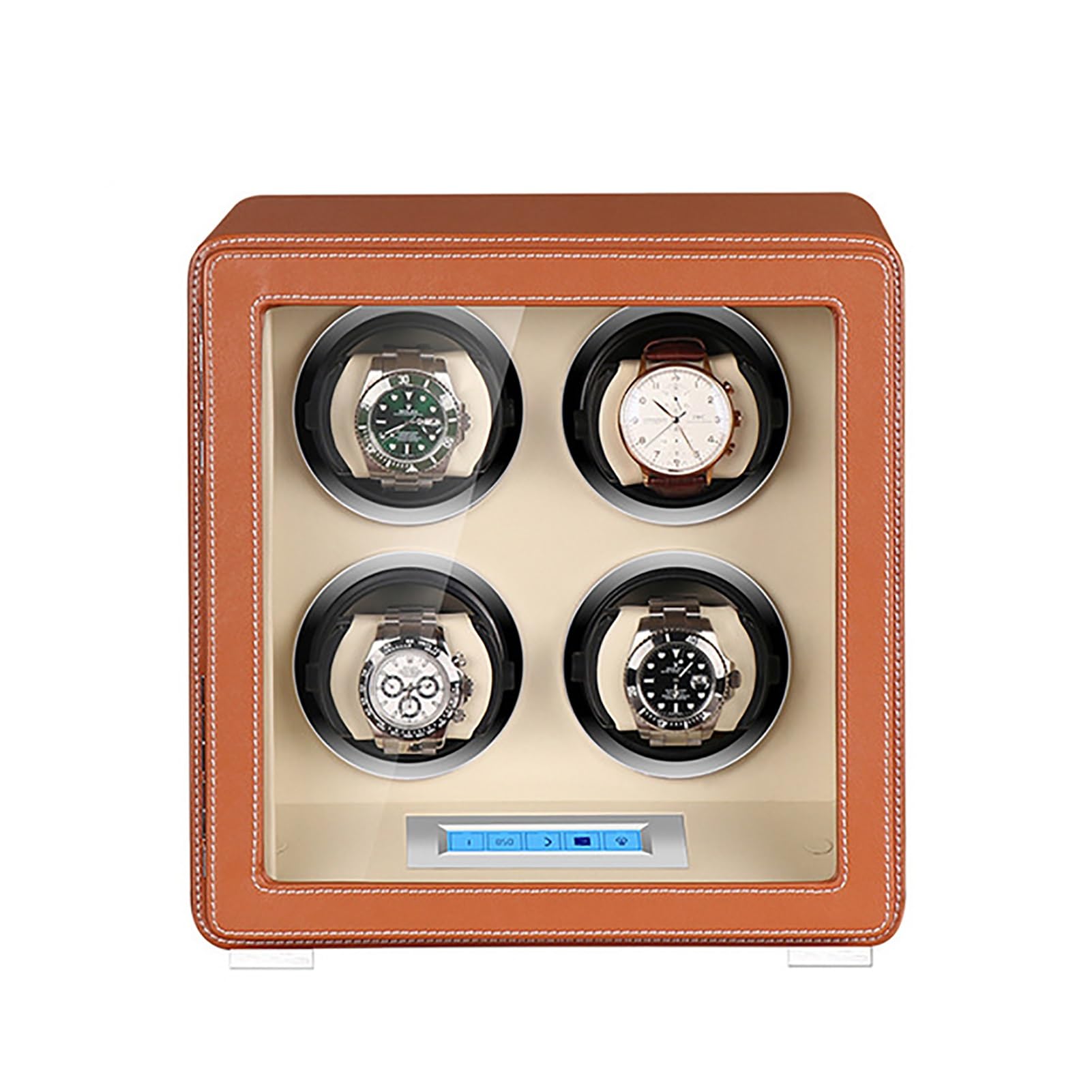 自動巻き時計ワインダーボックス 自動巻き機械式時計防塵ケース 静音モーター付き デュアル電源対応 あらゆるサイズの男性と女性の時計に適する広さ