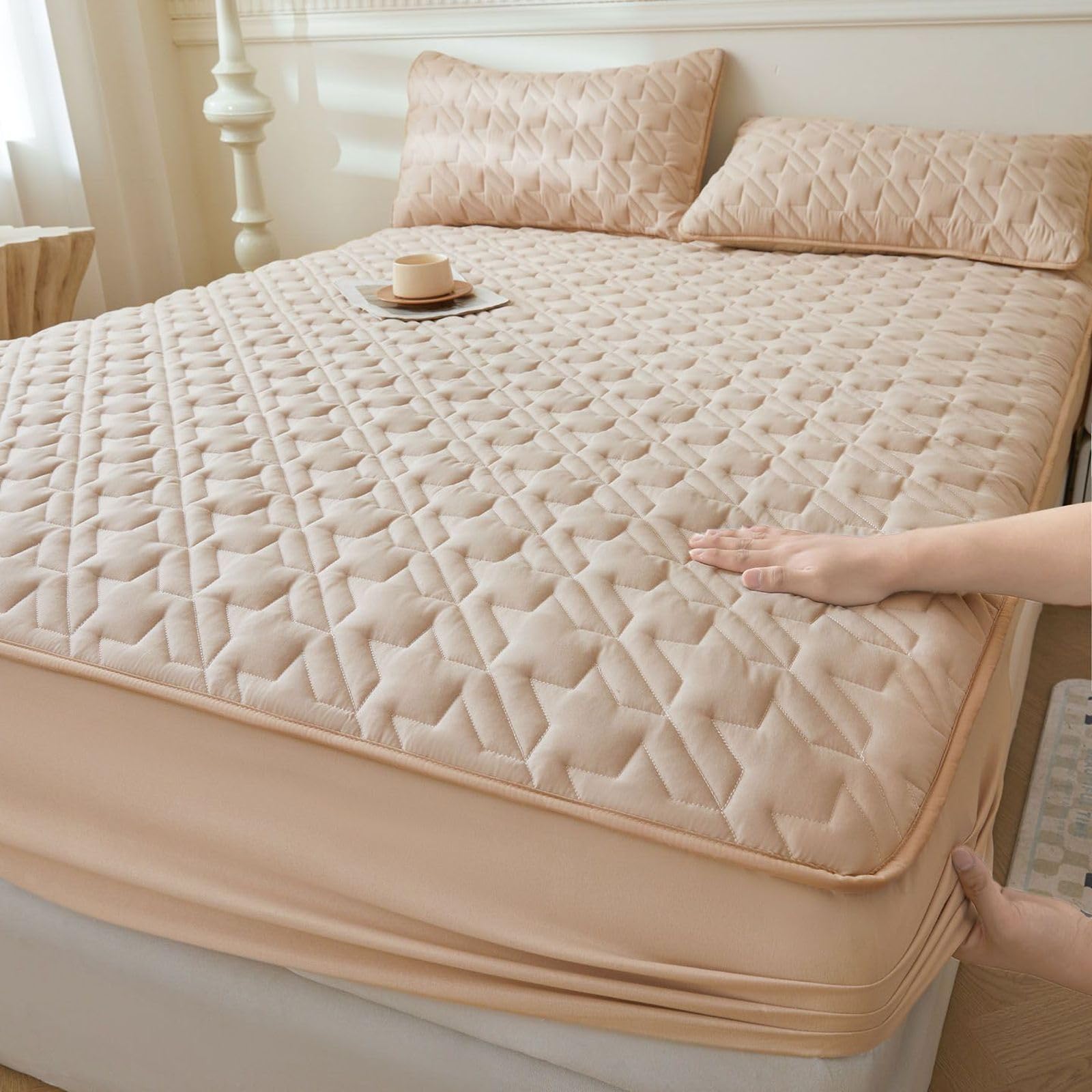 Lenzuolo con angoli impermeabili, 120 x 200 cm + tasca profonda 30 cm, con federa, coprimaterasso di alta qualità per il massimo comfort e protezione