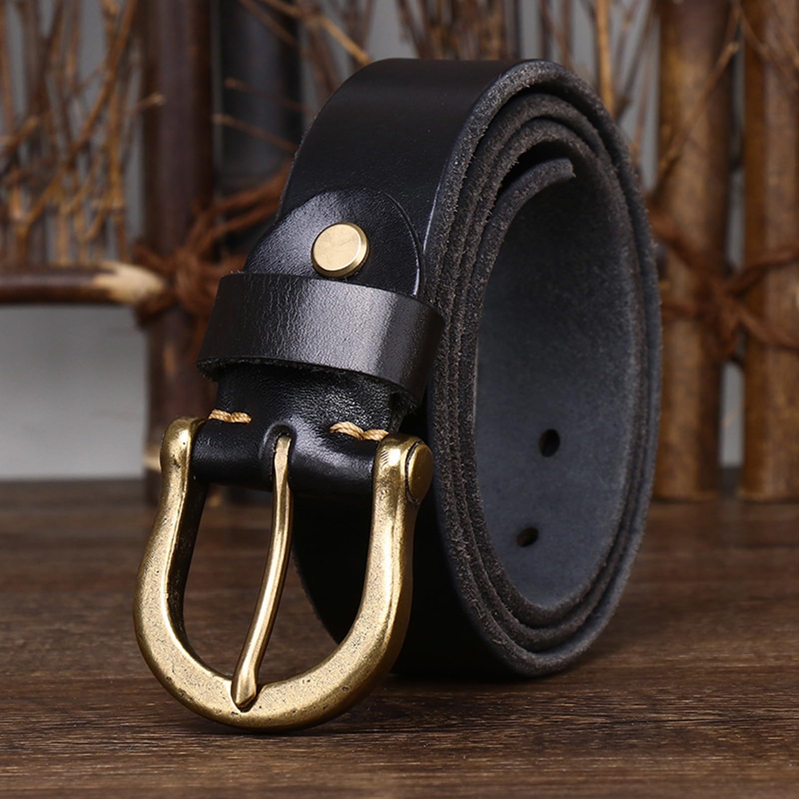 小物 Auralee EMBOSSED BLACK COW LEATHER BELT Auralee EMBOSSED BLACK COW LEATHER BELT