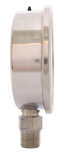 Miniatura 5 de Medidor de presión de acero inoxidable lleno de aceite de 4" - 12" NPT montaje inferior 30 PSI