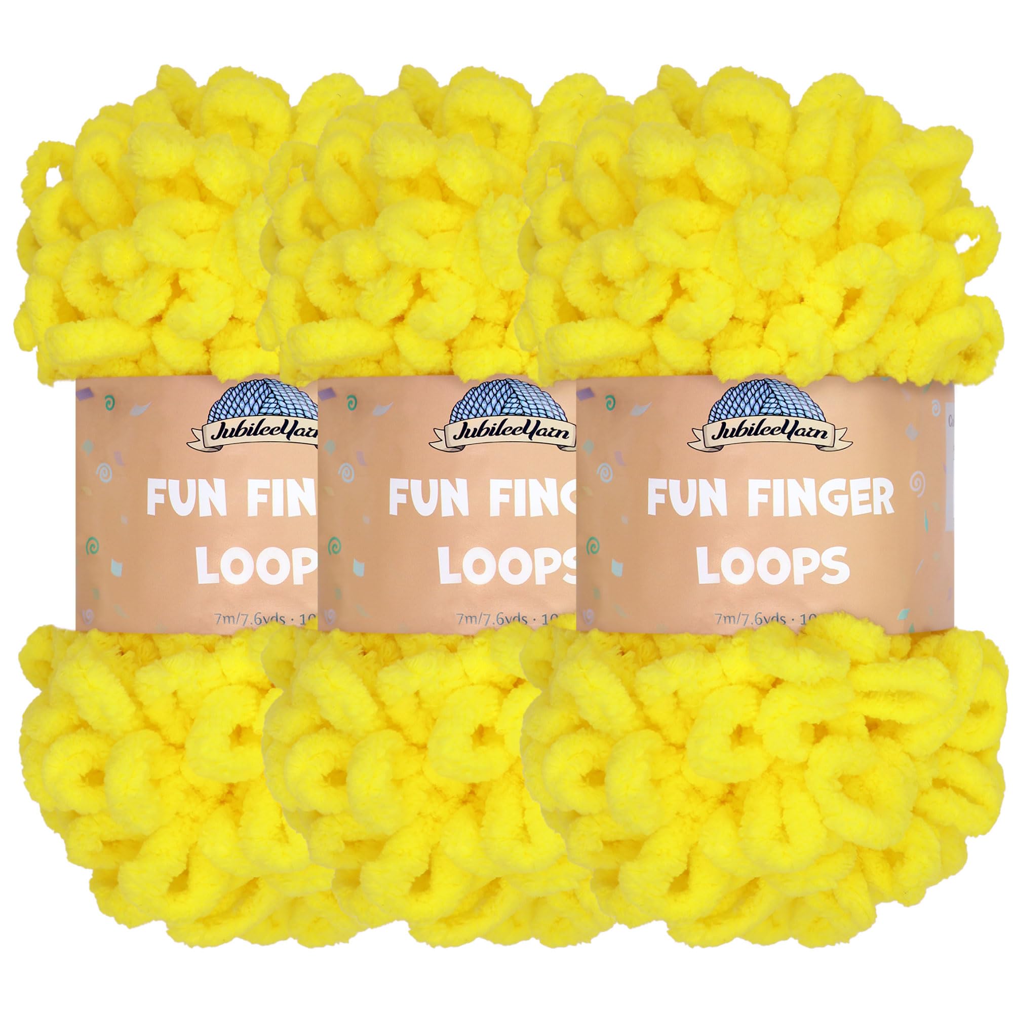 JubileeYarn Fun Finger Loops Yarn - Polyester Jumbo Weight Loop Yarn - 100g/Skein - Limoncello - 3 Skeins — image 1