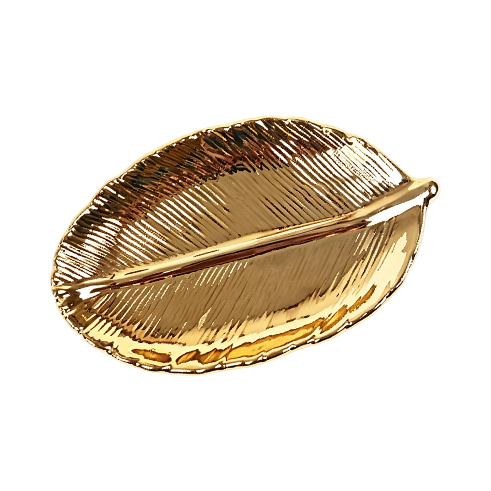 JSGHGDF Handcrafted Golden Leaves Styles Porcelain Tray Multipurpose Ceramic Plate Sophisticated Deccor for Home and Gift Giving Golden Leaves Plate