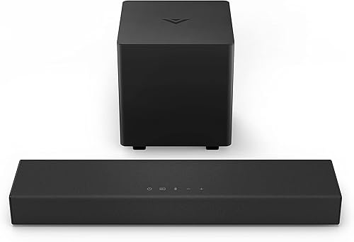 VIZIO Barra de sonido de cine en casa 2.1 con DTS Virtual X, subwoofer inalámbrico, Bluetooth, compatible con asistente de voz, incluye control