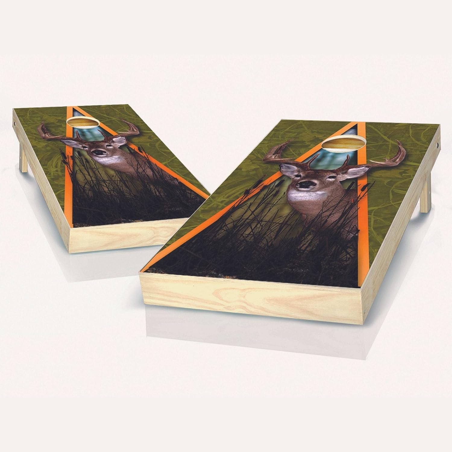 Skip's Garage Deer Cornhole Set - 2x4 Boards (All Weather Bags) - Include Case + Edge Lights