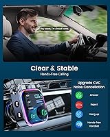 Vista 4 de LENCENT Bluetooth 5.3 Transmisor FM Adaptador de coche 48W (PD30W y QC18W) Cargador rápido, interruptor de luz, receptor de audio de sonido de bajo