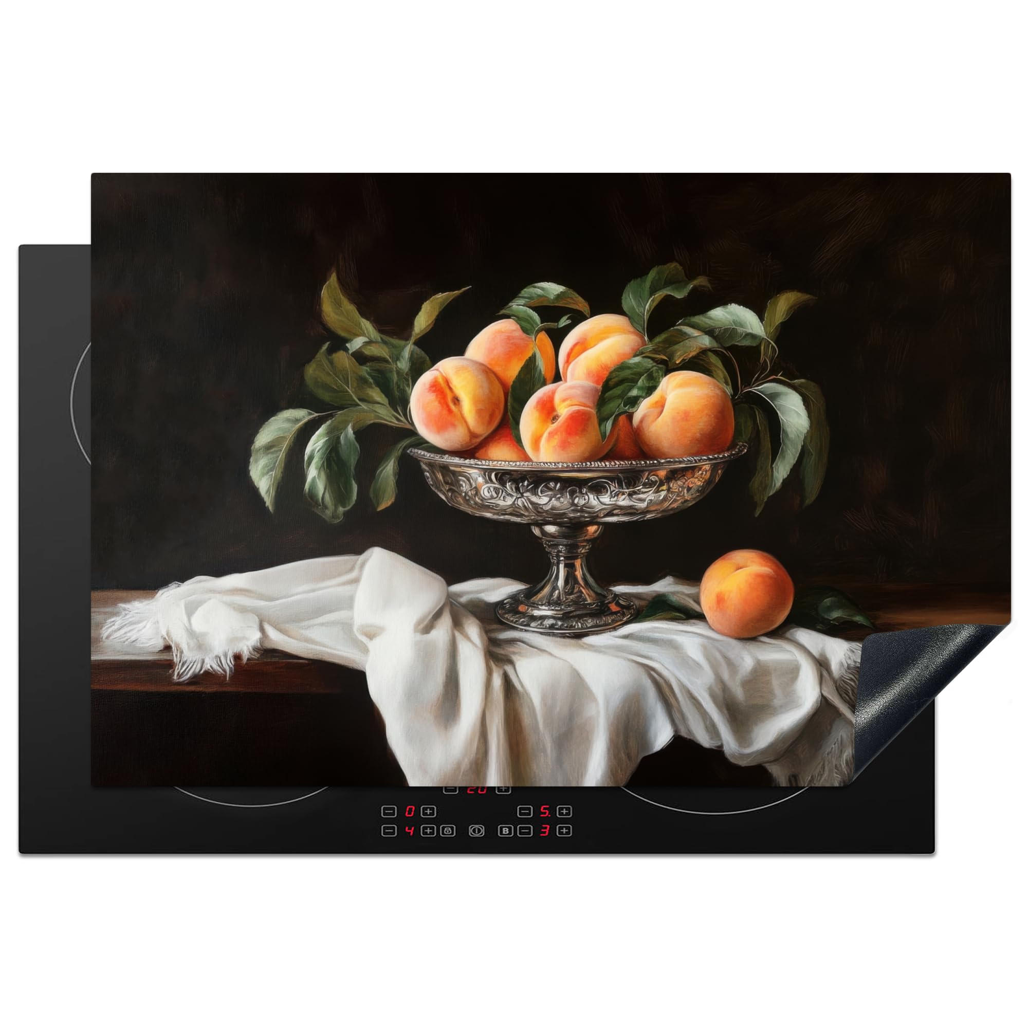 KitchenYeah© Induction Hob Protector Mat 20.1"x30.3" / 77x51 cm Cooker Top Protectors Cover Ceramic Covers Electric Hobs Vinyl Still Life - Peaches - Vintage — image 1