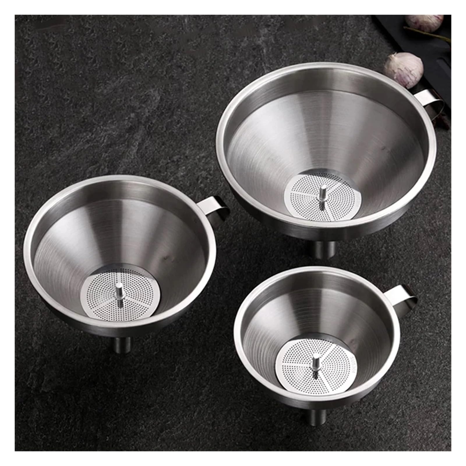 Trichter aus Edelstahl mit breiter Öffnung, Mini-Trichter aus Metall, Gewürz- und Speiseölfilter, Kleiner großer Küchentrichter for Befüllen von Flaschen und Gläsern(Large Dia 15cm)