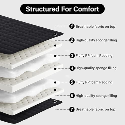 Miniatura 8 de Tiita Colchón japonés, colchón futón de 4 pulgadas de grosor con bolsa de almacenamiento y 2 correas, tapete de tatami para dormir tamaño individual