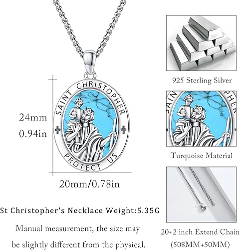 Vista 418 de Collar con colgante de plata de ley 925 con medalla de San Patrón, joyería religiosa para hombres y mujeres, con cadena de acero inoxidable 316L