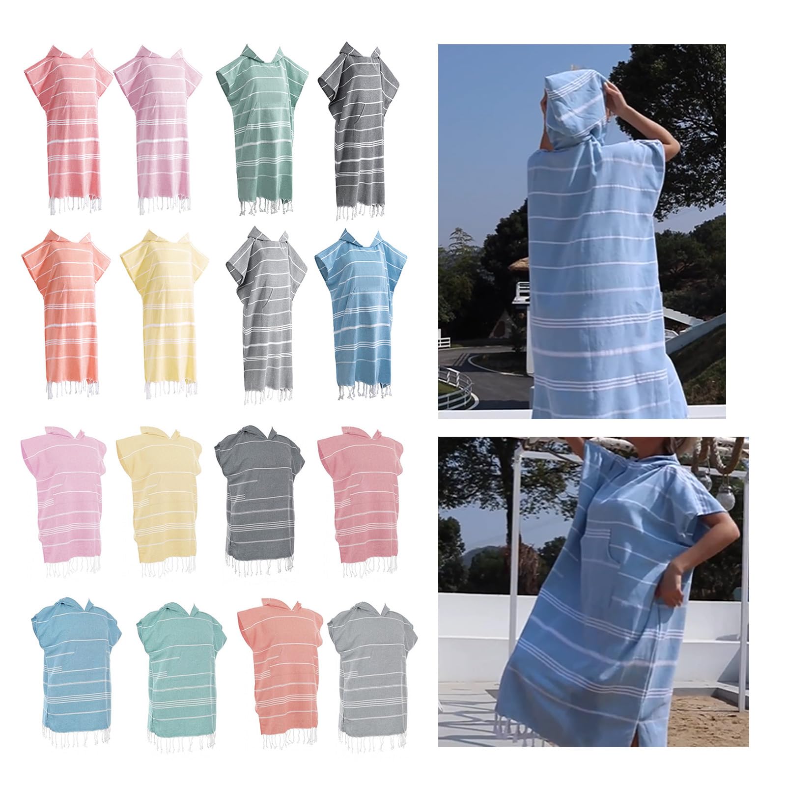 Montesy Bathrobe Microfibre Bath Poncho Towel Quick Drying Hooded Robe for Adults and Teens Ideal for Beach Swimming Surfing