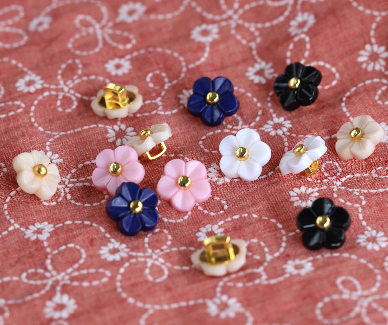 50pcs 11mm (0.42 Inch) Flower Buttons for Sewing Pink Color Plastic Button Craft Scrapbooking - Image 3