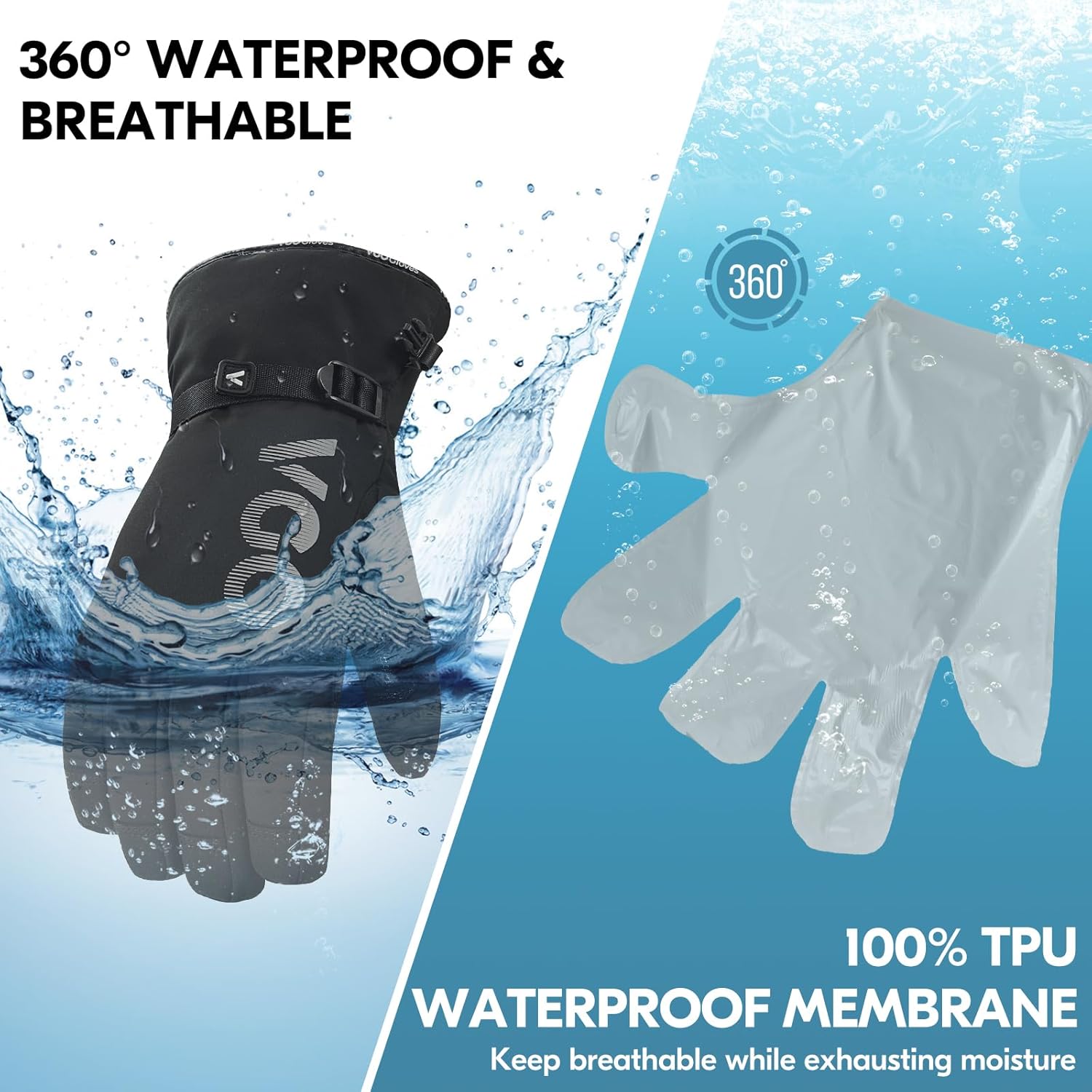 Vgo... -20/-4F Winter Work Gloves - Waterproof Insulated Gloves (1 Pair, L, Black, SL7761FLWP)