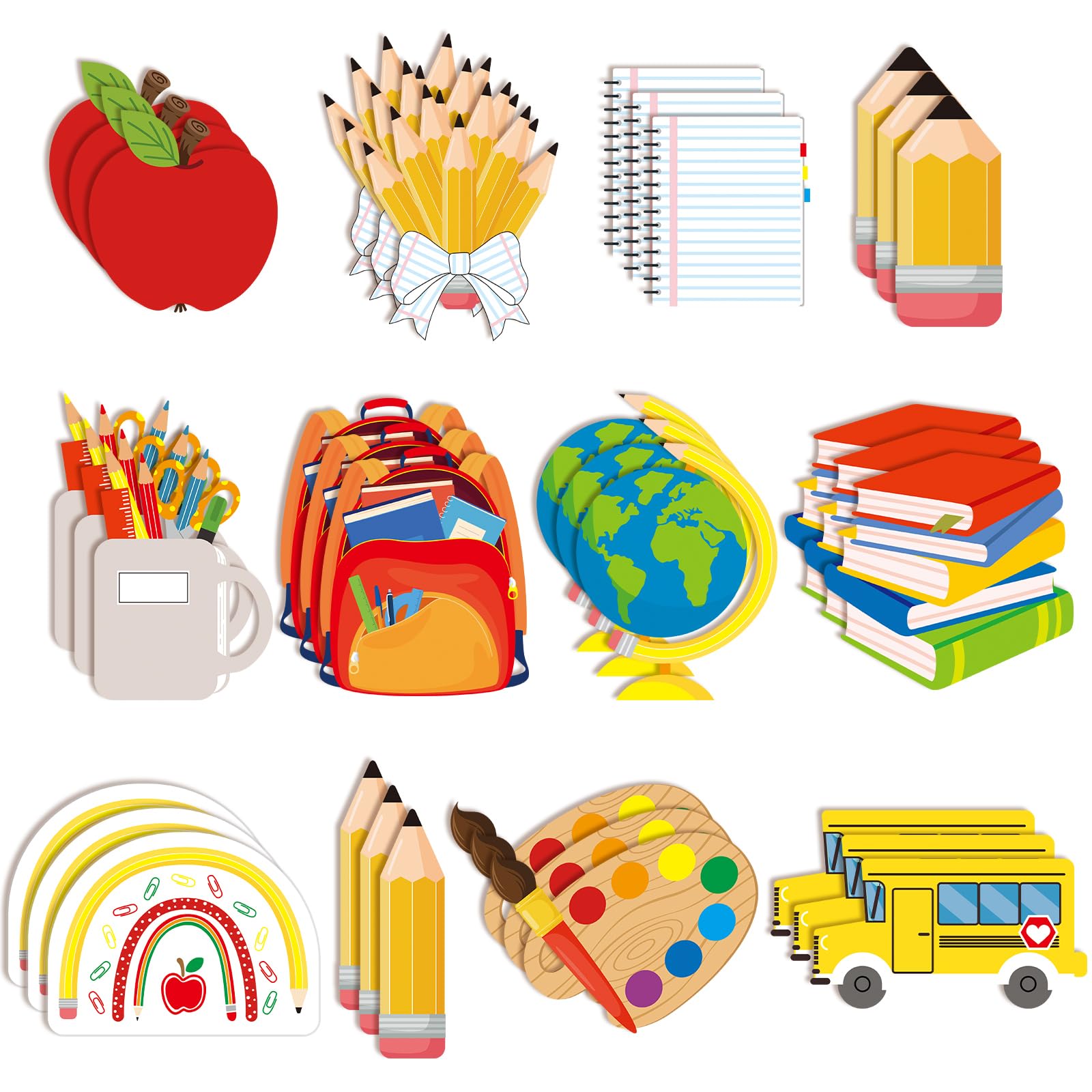 Epakh Lot de 36 découpes pour la rentrée scolaire, découpes de bus scolaire pour salle de classe, tableau noir, tableau d'affichage, fournitures de fête pour enfants et enseignants