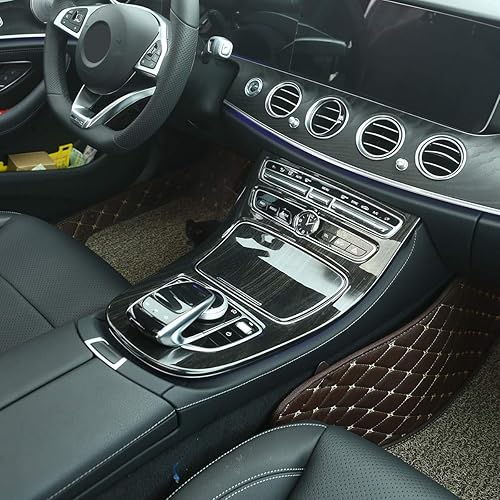 Miniatura 5 de YIWANG Adhesivos ABS de grano de madera negra para consola central de engranajes, marco de marco, 2 unidades para Mercedes Benz Clase E W213