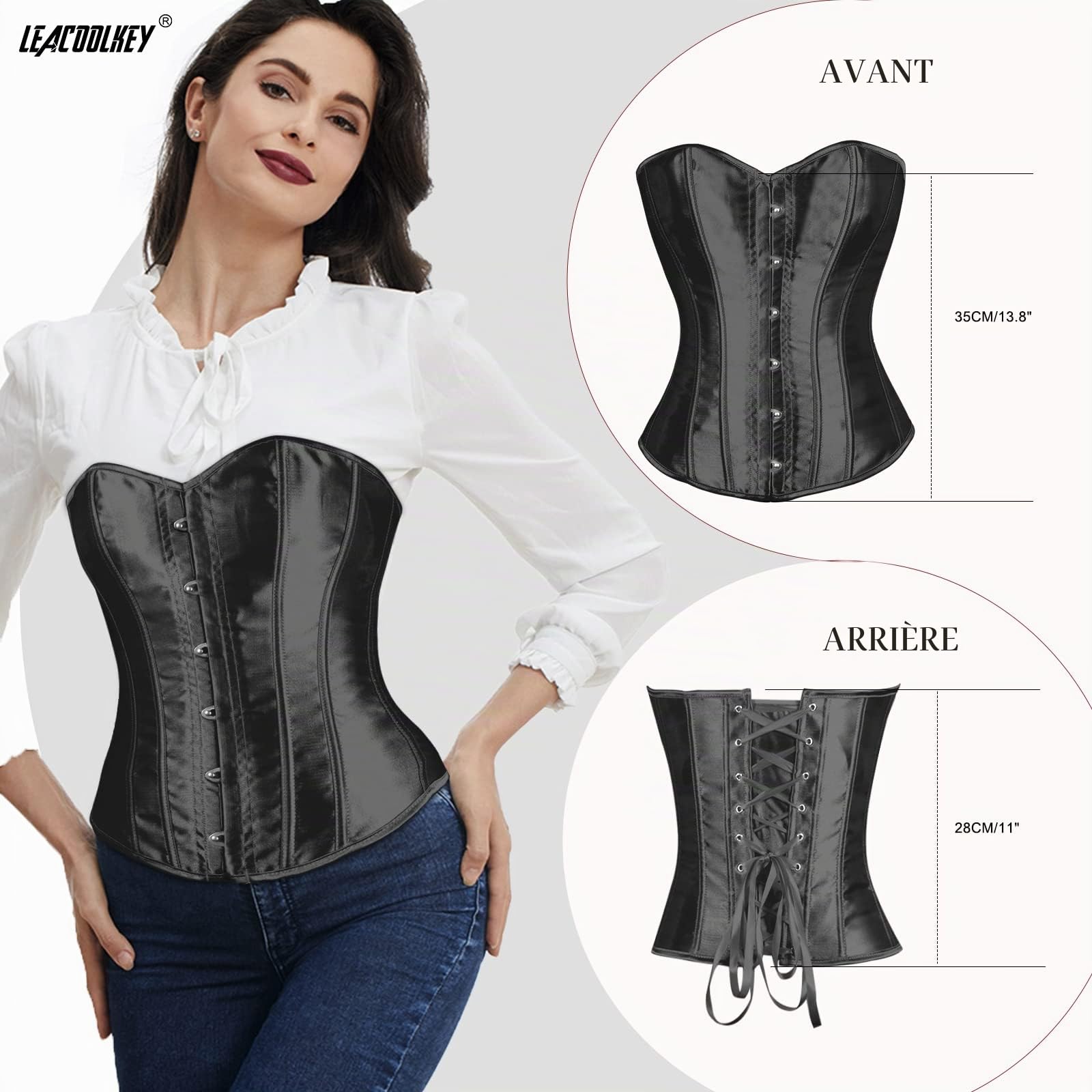 LEACOOLKEY Corset gothique pour femme - Taille XS à XXL