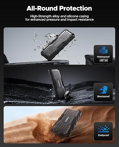 Vista 3 de ORICO SSD externo de 1 TB de hasta 2000 MBs, protección adicional de interfaz, impermeable y a prueba de polvo, unidades de estado sólido portátiles