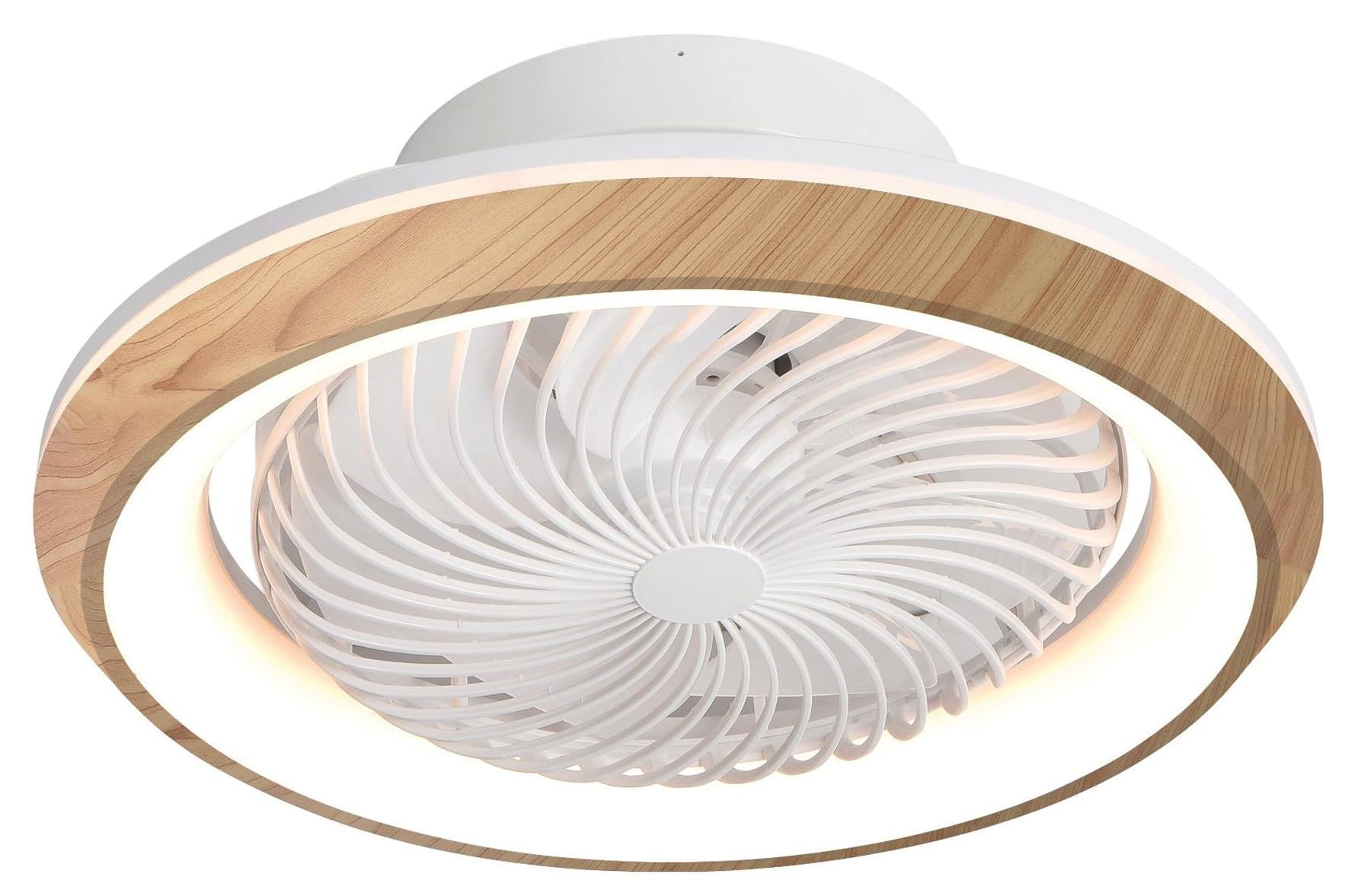DUPI Ventilador Plafon de Techo con Luz Led GIRATORIO, función oscilante 360º. 6 Velocidades, color de luz regulable. Mando a distancia. (Haya)