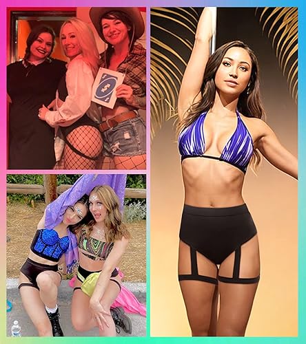 Miniatura 6 de EVELUST Pantalones cortos para mujer, cintura alta, levantamiento de glúteos, leggings exóticos para festivales