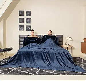 COOVA Oversized King Fleece Blanket 120x120 inches, Soft Cozy Warm Giant Extra Large 10'x10' Blanket for Bed, Sofa, Couch,Travel, Camping, California Huge Flannel Big Throw Blanket, Navy Blue