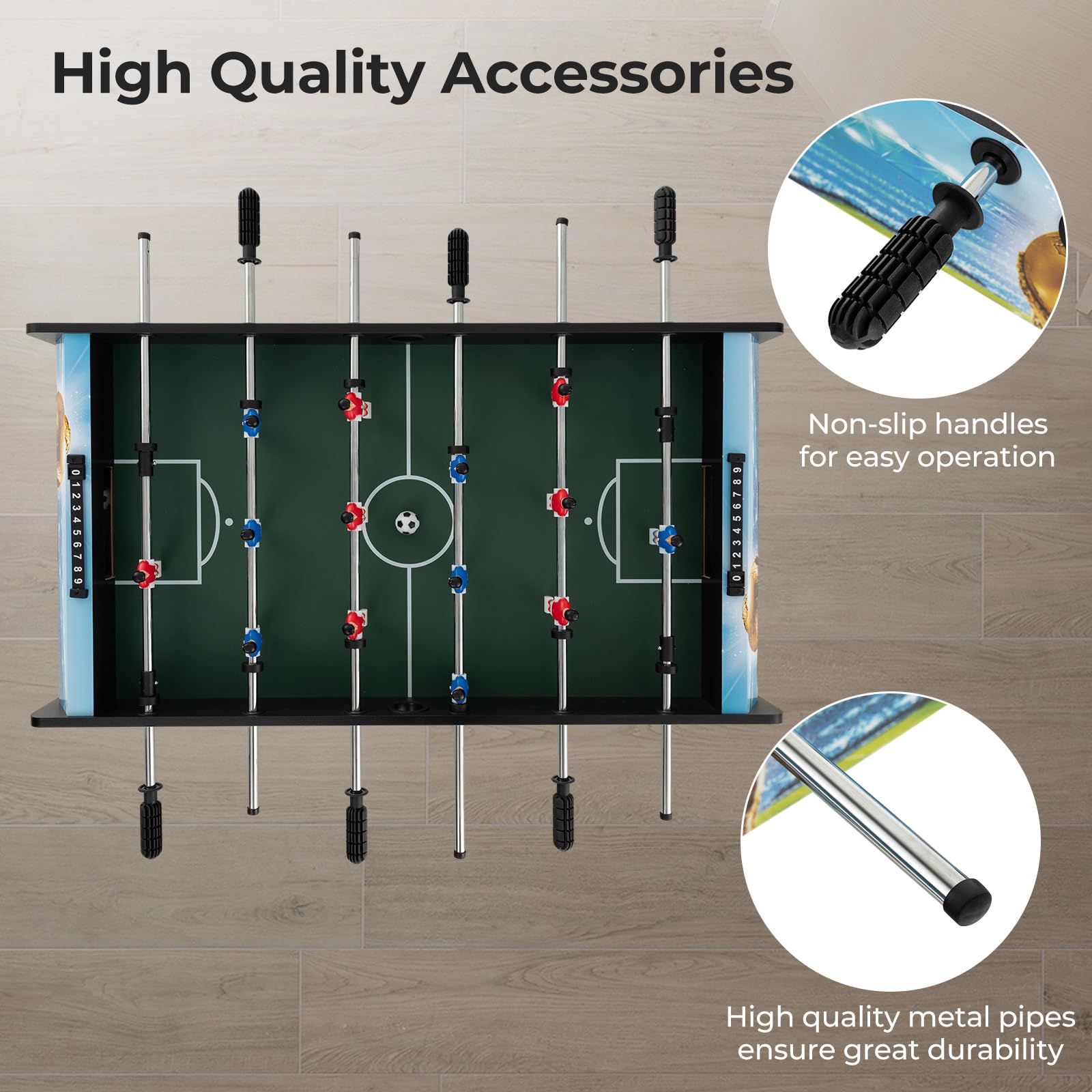 FANTASK 2 in 1 Tischkicker, Tischfussball 94 x 51 x 68,5 cm mit 14 Kicker, 2 Bällen, Punktezähler & abnehmbaren Beinen